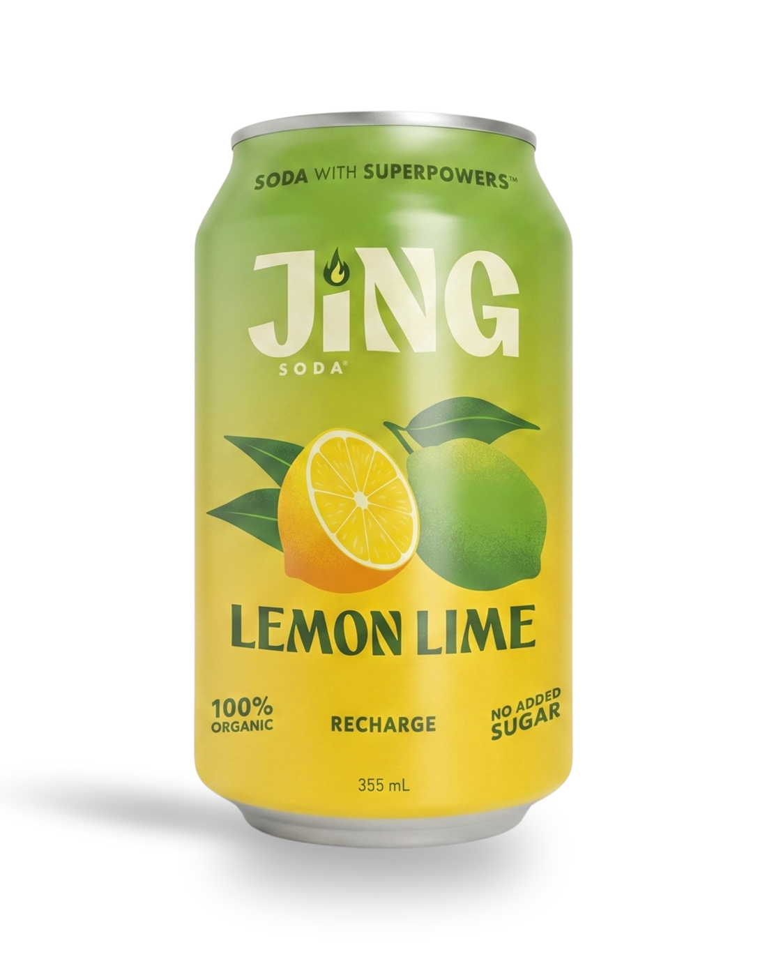 JING Lemon Lime soda can on a white background