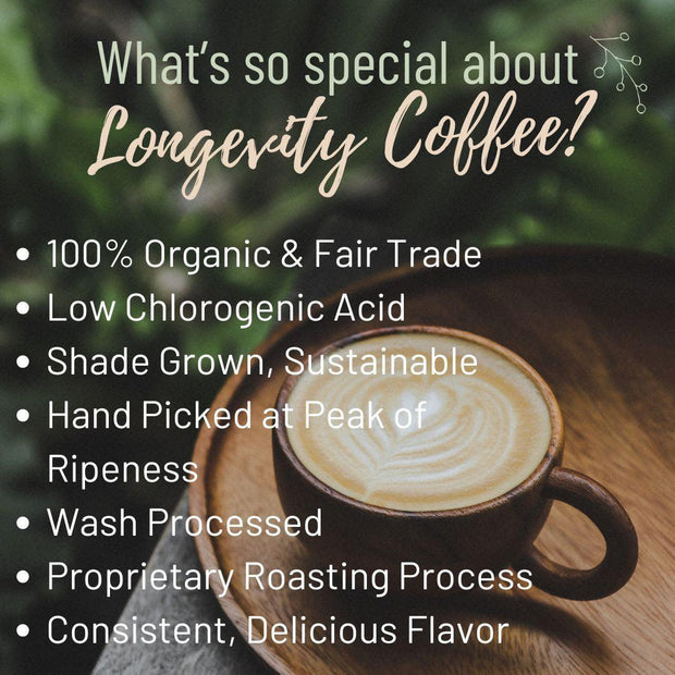 Longevity Coffee DECAF Roast Beans, 5 lb BULK BAG WHOLE BEANS