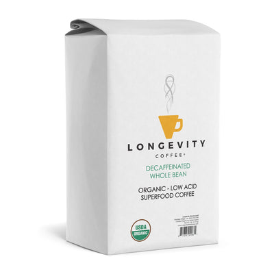 Longevity Coffee DECAF Roast Beans, 5 lb BULK BAG WHOLE BEANS