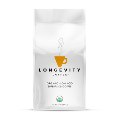 Longevity Coffee, 12oz (Choose Dark, Medium, Light, or Decaf)